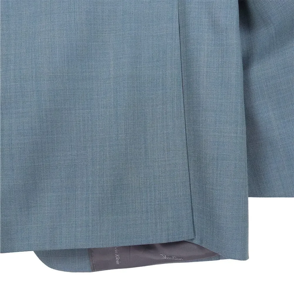 Calvin Klein Mens Slim Fit Suit Jacket Blazer 42L Green Solid Stretch Wool Blend